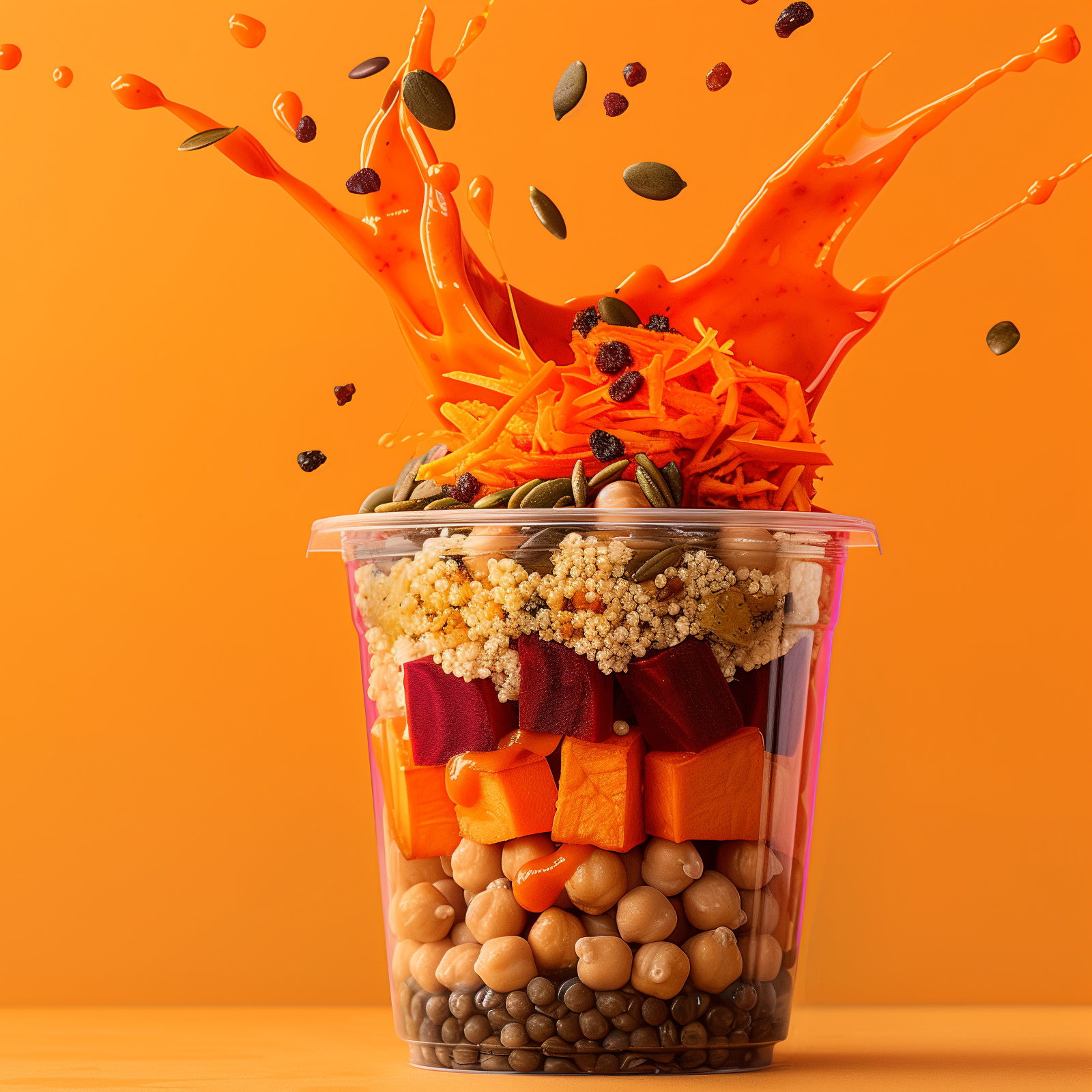 Marokanska salata sa slojevitim sastojcima u providnoj posudi